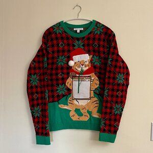 NWOT Celebrate Together Men's Ugly Christmas Sweater - 3D Cat Drink Pocket XL